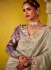 Silver glass tissue sequins embroidered wedding saree with blouse 2155